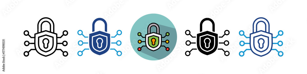 Fototapeta premium Cyber Defense multiple icon