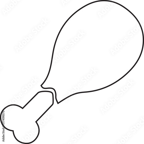 Chicken Leg Outline Drawing Vector Illustration Poultry Leg Piece Culinary Ingredient Contour Food Graphic Template Chicken Drumstick Outline