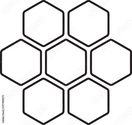 Honeycomb Vector Outline Drawing Hexagon Geometric Pattern Contour Honeycomb Structure Design Beekeeping Symbol Honeycomb Illustration Graphic Element