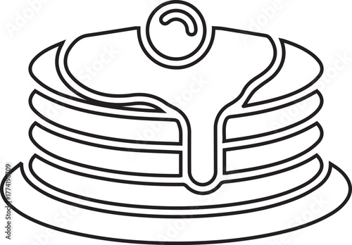 Pancakes Vector Illustration Stack of Delicious Flapjacks Syrup Drizzled Breakfast Food Sweet Treat Line Art Design Ready to Use