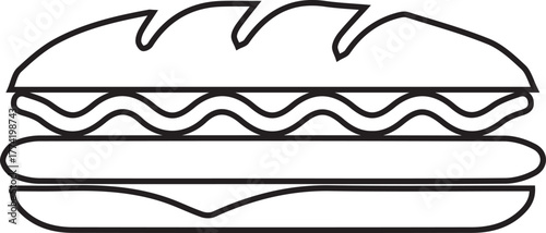 Sandwich Icon Vector Delicious Food Bread Meal Snack Fresh Tasty Fast Food Eat Lunch Gourmet Nutrition Filling Diet Healthy Outline Design