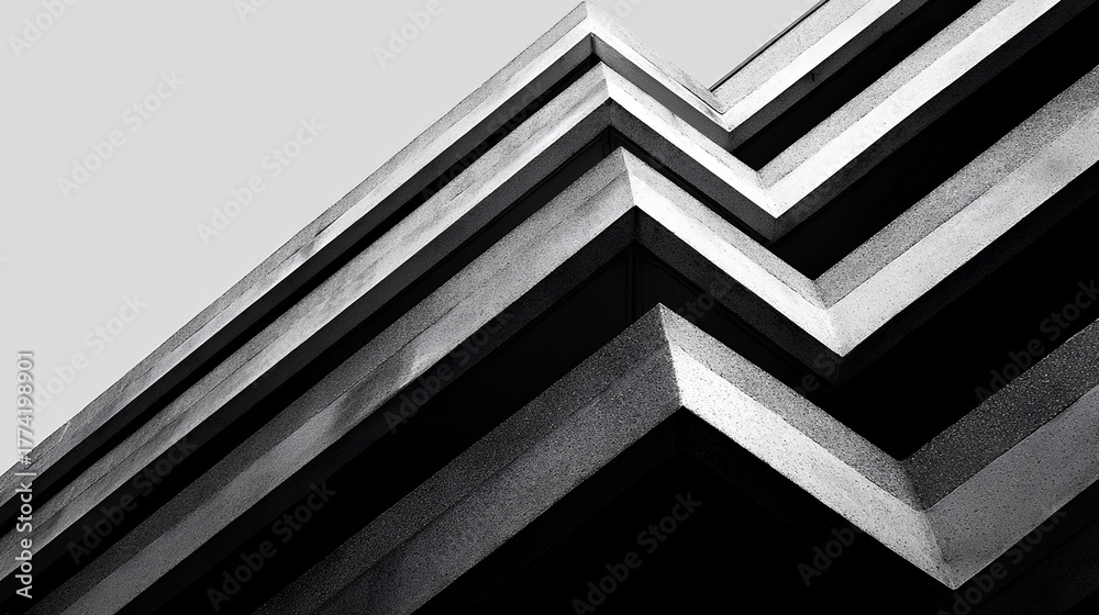 Obraz premium Abstract black and white architectural detail, high-contrast geometric lines (V4)