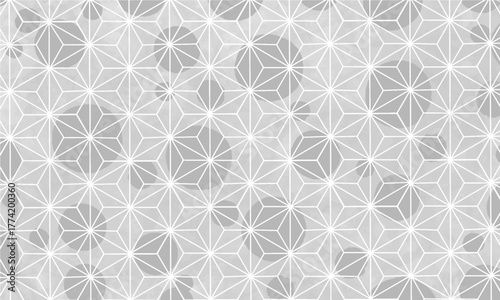 おしゃれなドット付きグレーの麻の葉模様背景