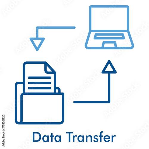 Secure Data Transfer Icon. Outline Color Icon Style. Vector Illustration for File Exchange and Network Communication Concept.