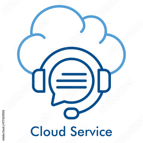 Cloud Service Icon. Outline Color Icon Style. Vector Illustration for Online Platform and Network Solution Concept.