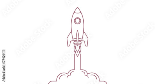 Illustration of a rocket launching, symbolizing innovation and space exploration concept design