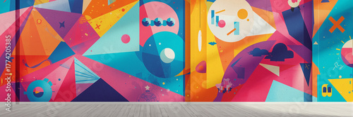 Colorful Graffiti Modern Vector With Rectangle and Ellipse Abstract Shape
