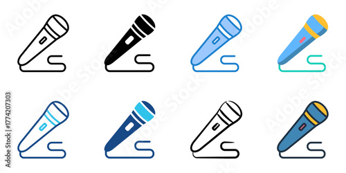 Microphone icon set multiple style collection 
