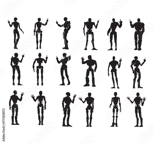 Standing robot silhouette bundle set