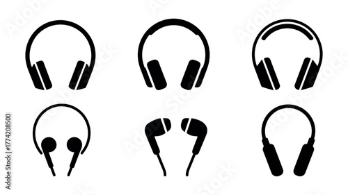 Collection of Headphone and Earbud Icons Illustration
