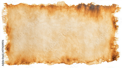 Wallpaper Mural Distressed old paper texture with burnt, irregular edges on a white background, perfect for vintage designs. Torontodigital.ca