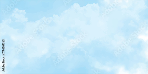 Bright blue skies with fluffy white clouds create a beautiful summer day cloudscape