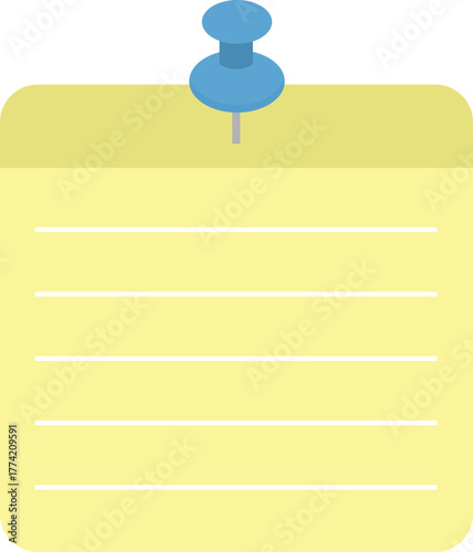 Yellow sticky note with blue push pin