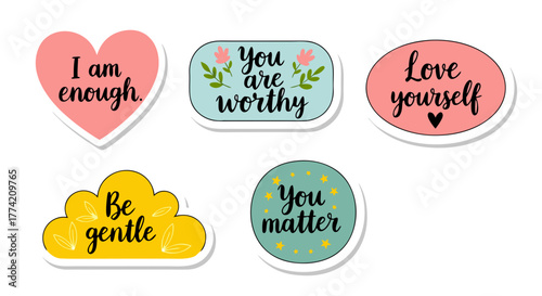 Positive Affirmation Stickers: Self-Love & Worth