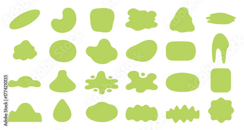 Abstract organic blob shapes set. Fluid wavy round forms and soft liquid doodle elements. Modern oval background vector illustration, Fluid round curve shapes with wavy doodle background.