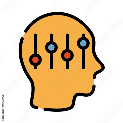 Mental health filled line color icon. Self organization illustration. 