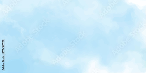 Bright blue sky with fluffy white clouds on a clear summer day