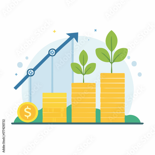資産運用と投資成長のベクターイラスト
