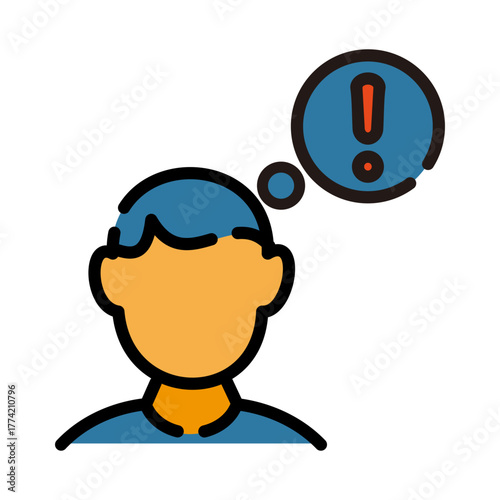 Mental health filled line color icon. Depression illustration.