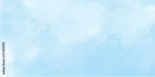 A bright blue watercolor abstract background, like a clear summer sky with fluffy white clouds, capturing the light and airy nature of a beautiful day