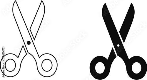 ofvs86 OutlineFilledVectorSign ofvs - scissors icon . isolated transparent . cutting sign . black outline and filled version 