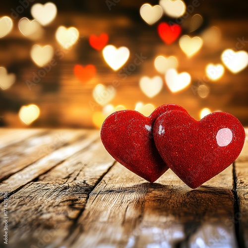 Celebratory love hearts romantic setting decorative art cozy atmosphere close-up passion and affection