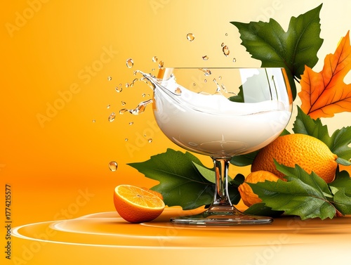 Refreshing citrus splash a vibrant orange drink with milk kitchen food photography bright environment close-up view of nature