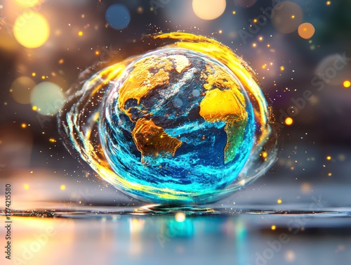 Dynamic earth transformation global environment digital art abstract visuals stunning viewpoint climate change awareness