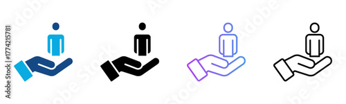 Initial Support Icon Multiple Style Vector Illustration
