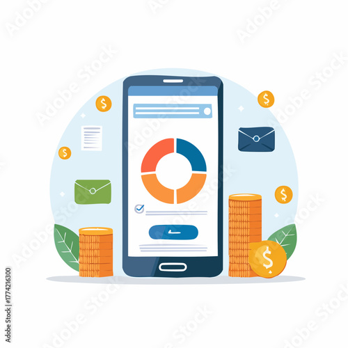 スマホでできるオンライン資産運用イラスト