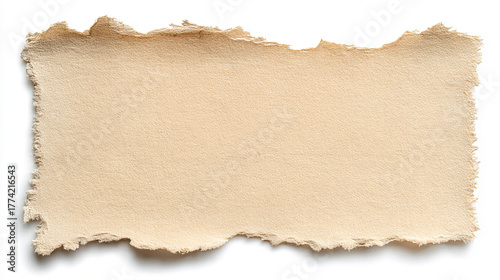 Wallpaper Mural Textured beige paper with rough, torn edges on a white background, ideal for vintage or natural designs. Torontodigital.ca