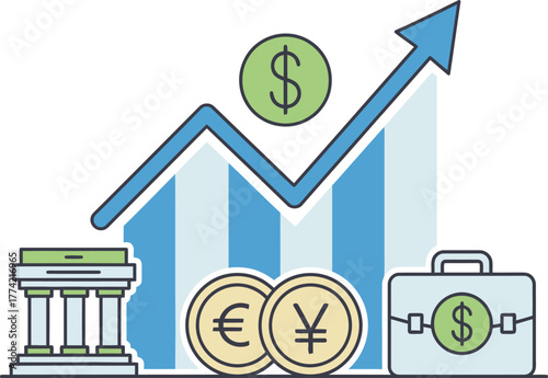 illustration of a developing economy or financial growth.