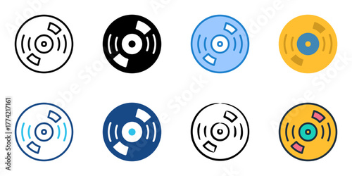 Vinyl icon set multiple style collection 
