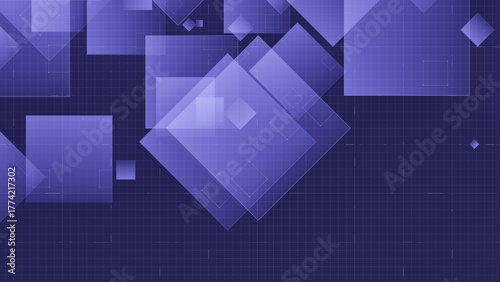 Abstract geometric 3D render with translucent overlapping squares