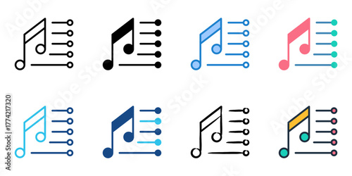Playlist icon set multiple style collection 

