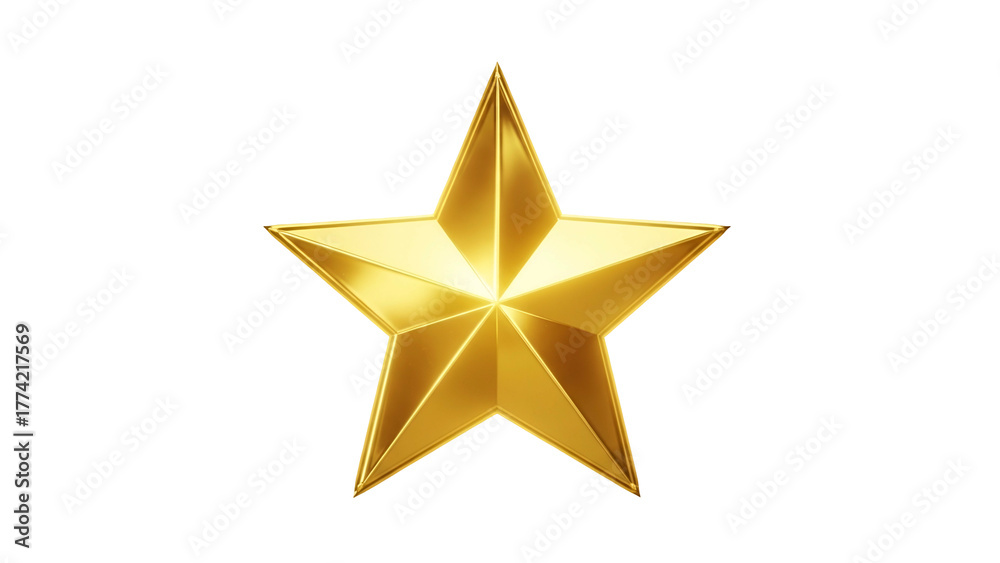 Fototapeta premium Golden Star Award Trophy on Transparent Background for Recognition and Achievement