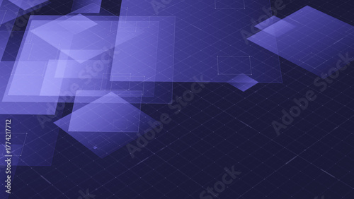 Minimalistic 3D illustration with transparent geometric shapes arranged in layered pattern