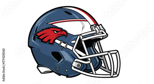 American Football Helmet with Eagle Logo Vector Illustration