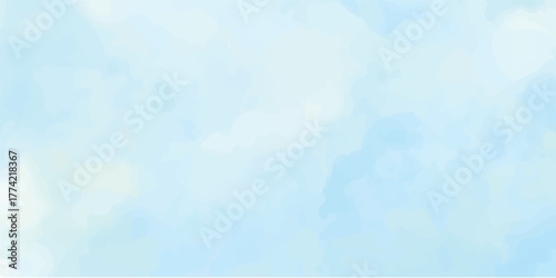 A vibrant abstract blue watercolor background suggests a bright, sunny sky with fluffy white clouds and beautiful sunlight