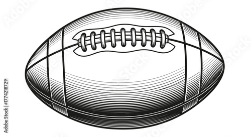 American Football Ball Detailed Line Art Vector Illustration for Sports Graphics