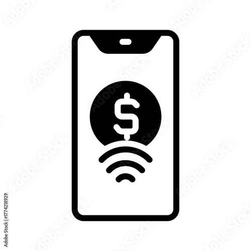 Vector solid black icon for E wallet