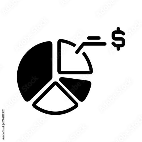 Vector solid black icon for Pie chart