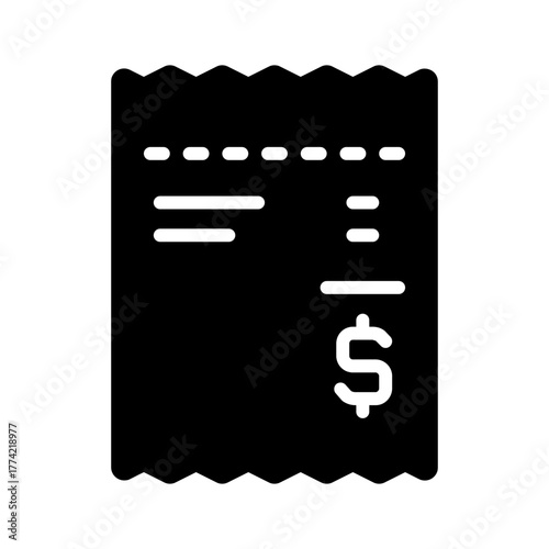 Vector solid black icon for Receipt