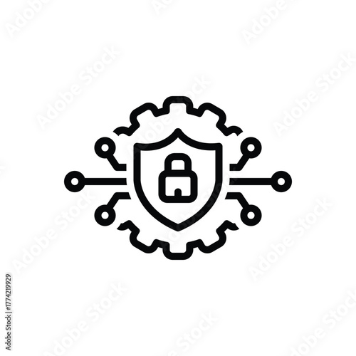 Black line icon for network security