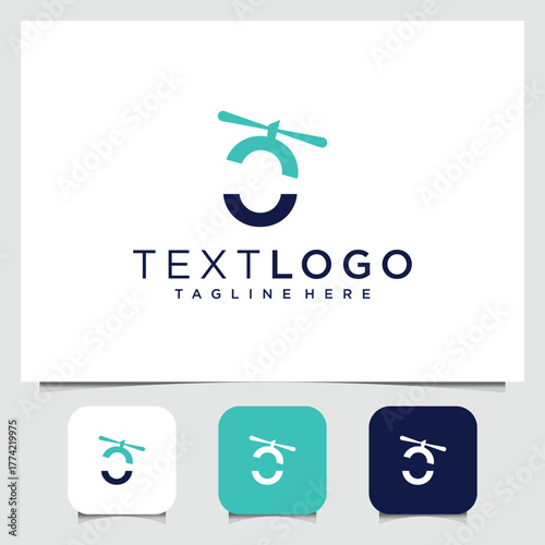 Innovative helicopter letter logo design presenting aviation industry concept