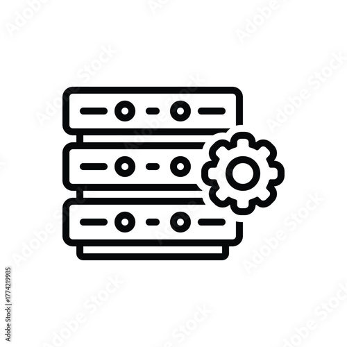 Black line icon for server