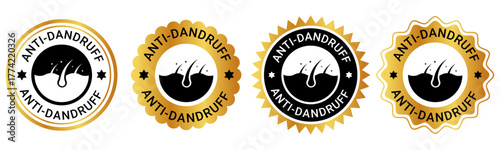 Anti Dandruff Gold Badge Labels for Hair Care Product Packaging and Branding