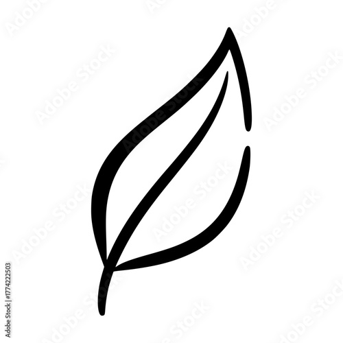 Elegant leaf vector illustration for nature themed designs and botanical projects, simple leaf outline design