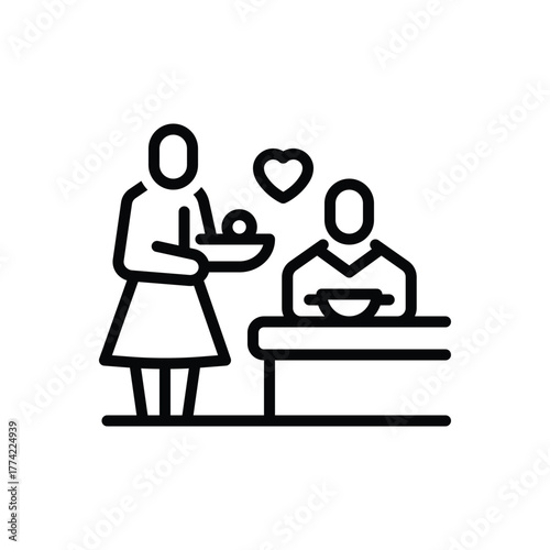 Black line icon for spouse care