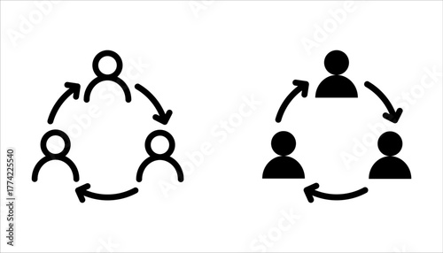 User staff rotation icon set. Replace person, staff change, replace worker Customer client returning on white background